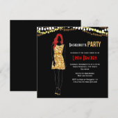 Mode Girl Dress Lights Bachelorette Invite Kaart (Voorkant / Achterkant)