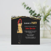 Mode Girl Dress Lights Bachelorette Invite Kaart (Staand voorkant)
