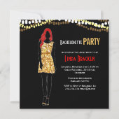 Mode Girl Dress Lights Bachelorette Invite Kaart (Voorkant)