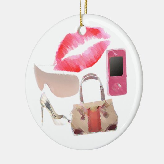 Mode Girl Keramisch Ornament (Links)