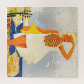 Mode Girl Monte Carlo Beach Travel Art Legpuzzel (Horizontaal)