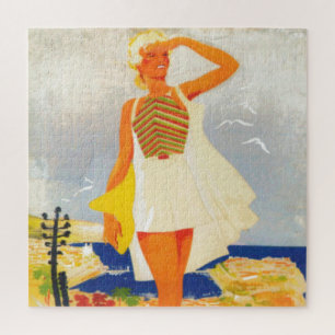 Mode Girl Monte Carlo Beach Travel Art Legpuzzel