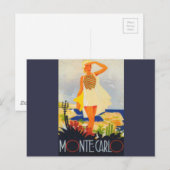 Mode Girl Monte Carlo Beach Travel Briefkaart (Voorkant / Achterkant)
