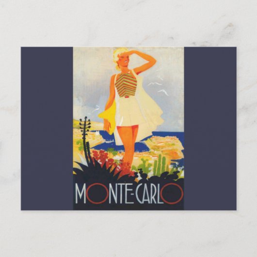 Mode Girl Monte Carlo Beach Travel Briefkaart (Voorkant)