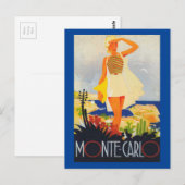 Mode Girl Monte Carlo Beach Travel Briefkaart (Voorkant / Achterkant)