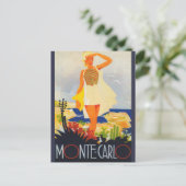 Mode Girl Monte Carlo Beach Travel Briefkaart (Staand voorkant)