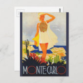 Mode Girl Monte Carlo Beach Travel Briefkaart (Voorkant / Achterkant)