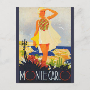 Mode Girl Monte Carlo Beach Travel Briefkaart