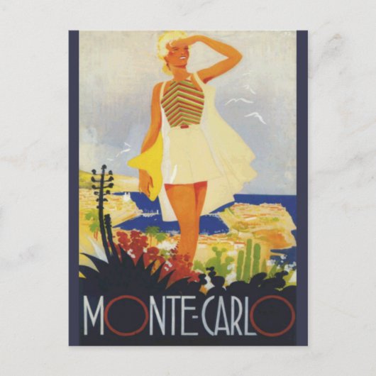 Mode Girl Monte Carlo Beach Travel Briefkaart (Voorkant)