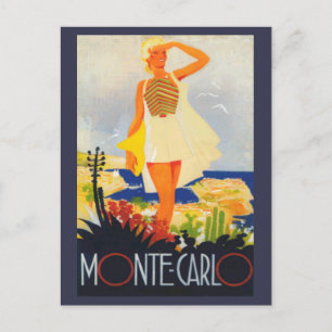Mode Girl Monte Carlo Beach Travel Feestdagenkaart