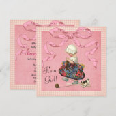  Mode Girl Pink Ribbon Baby shower Kaart (Voorkant / Achterkant)