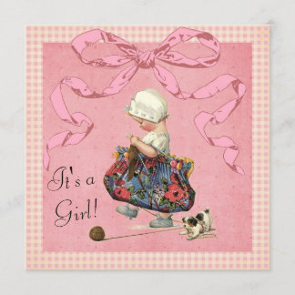 Mode Girl Pink Ribbon Baby shower Kaart