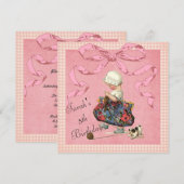  Mode Girl Pink Ribbon Birthday Invita Kaart (Voorkant / Achterkant)