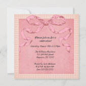  Mode Girl Pink Ribbon Birthday Invita Kaart (Achterkant)