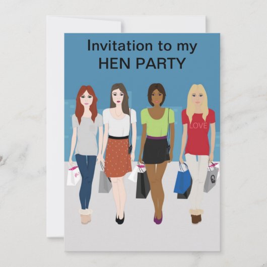 Mode Girls Hen Party Invitation Kaart (Voorkant)