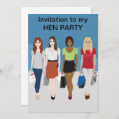 Mode Girls Hen Party Invitation Kaart (Voorkant / Achterkant)