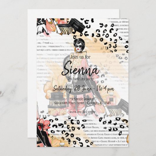 Mode girly kaart (Voorkant / Achterkant)