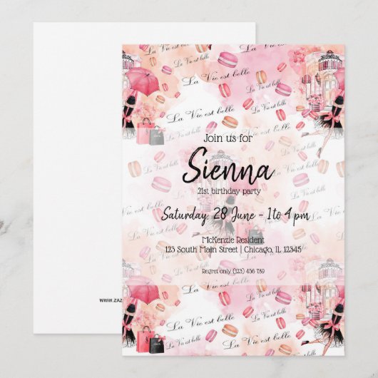 Mode girly kaart (Voorkant / Achterkant)