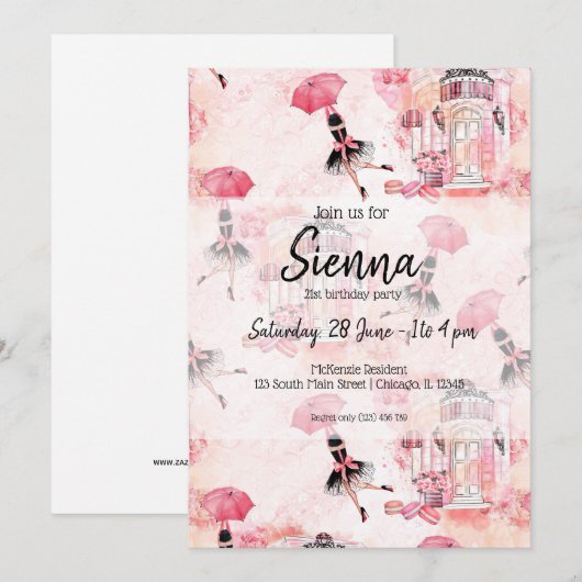 Mode girly kaart (Voorkant / Achterkant)