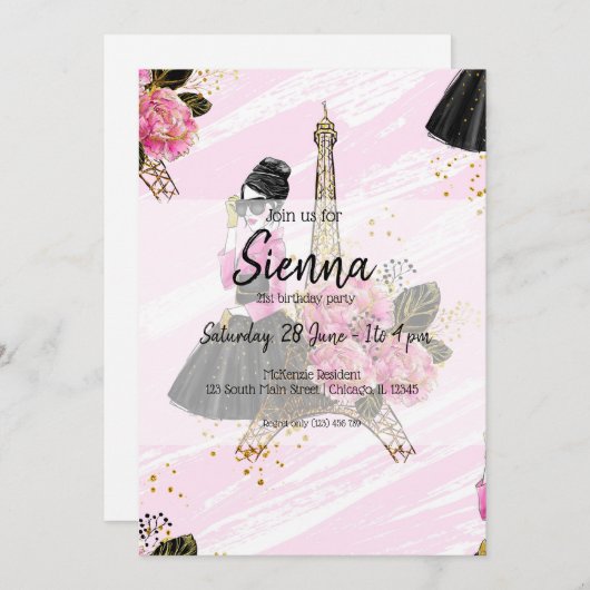 Mode girly kaart (Voorkant / Achterkant)