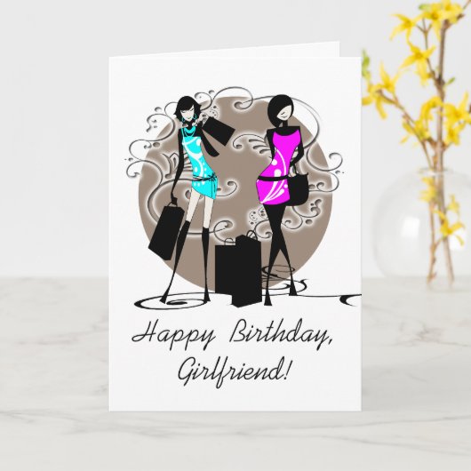 Mode girly meisjes vrienden PERSONALISEREN Kaart (Gele Bloem)