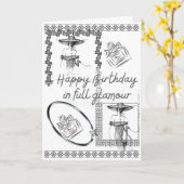 Mode Glam Verjaardag Kaart Elegant Zwart-wit (Gele Bloem)