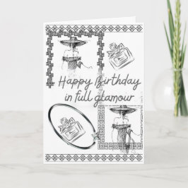 Mode Glam Verjaardag Kaart Elegant Zwart-wit