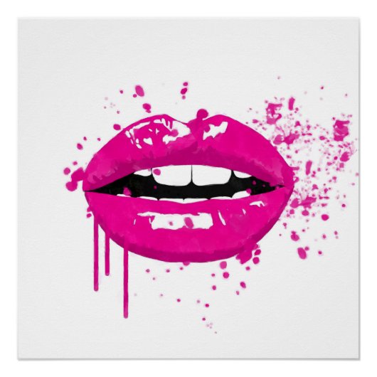 Mode glamour trendy Beaup roze lippen Perfect Poster (Voorkant)