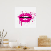 Mode glamour trendy make keup kus roze poster (Keuken)