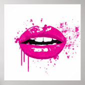 Mode glamour trendy make keup kus roze poster (Voorkant)