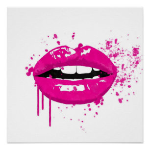 Mode glamour trendy schoonheidsmake-up roze lippen perfect poster