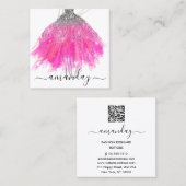 Mode Glitter Dress Logo QR Stijlroze Vierkante Visitekaartje (Voorkant / Achterkant)