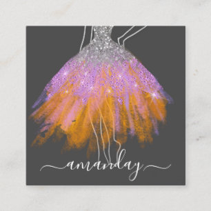 Mode Glitter Dress Logo QR Stijlvol Sinaasappel Vierkante Visitekaartje