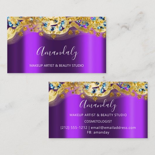 Mode Glitter Gold Event Planner Visitekaartje (Voorkant / Achterkant)