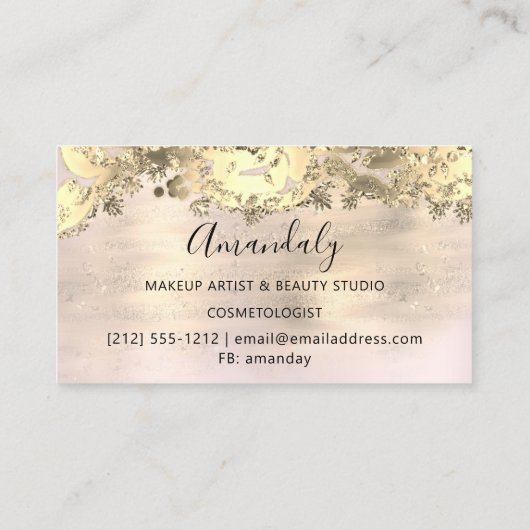 Mode Glitter Gold Event Planner Winkelroze glam Visitekaartje (Achterkant)