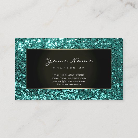 Mode Glitter Stylist Blogger Aqua Black Mint Visitekaartje (Achterkant)