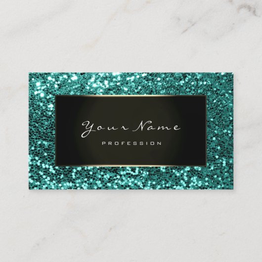 Mode Glitter Stylist Blogger Aqua Black Mint Visitekaartje (Voorkant)
