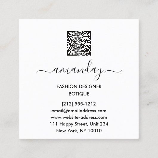 Mode Gold Floral Dress Logo QRCode Lace Red Vierkante Visitekaartje (Achterkant)