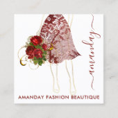 Mode Gold Floral Dress Logo QRCode Lace White Vierkante Visitekaartje (Voorkant)