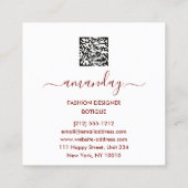 Mode Gold Floral Dress Logo QRCode Lace White Vierkante Visitekaartje (Achterkant)