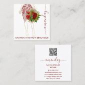 Mode Gold Floral Dress Logo QRCode Wreated White Vierkante Visitekaartje (Voorkant / Achterkant)
