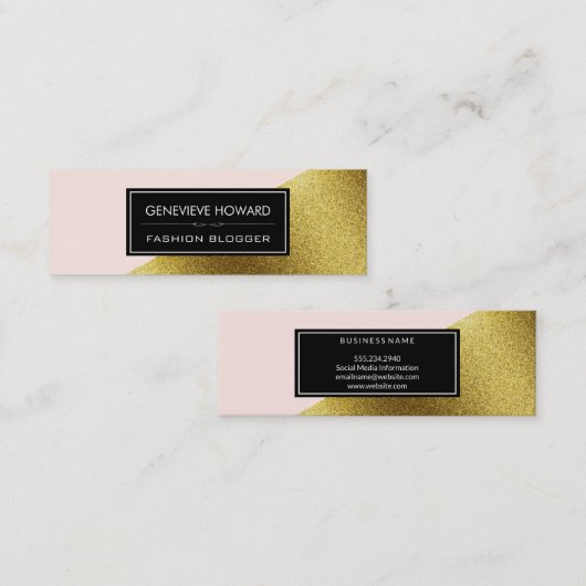 Mode Gold Glitter geometrisch kleurenblok Mini Visitekaartje (Voorkant / Achterkant)
