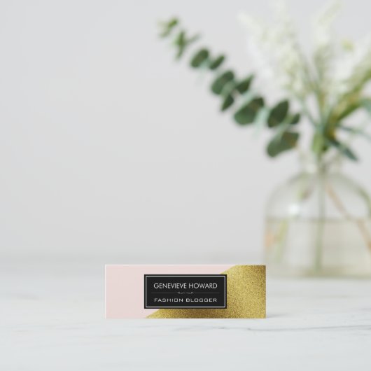 Mode Gold Glitter geometrisch kleurenblok Mini Visitekaartje (Staand voorkant)