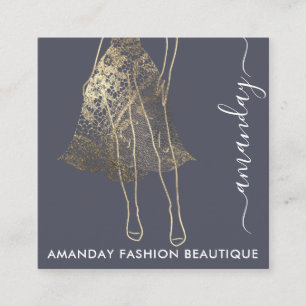 Mode Gold Lace Dress Logo QRCode Shop Grey Vierkante Visitekaartje