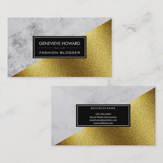 Mode Gold Marble Geometric Color Block Visitekaartje (Voorkant / Achterkant)