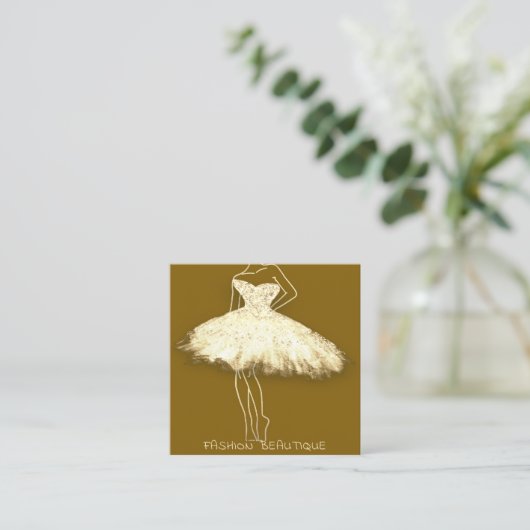 Mode Gold Mustard Body Logo QR-code Vierkante Visitekaartje (Staand voorkant)