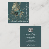 Mode Gold Red Dress Logo QRCode - Aangepast groen Vierkante Visitekaartje (Voorkant / Achterkant)