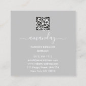 Mode Gold Red Dress Logo QRCode Floral Vierkante Visitekaartje (Achterkant)