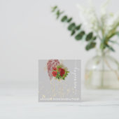 Mode Gold Red Dress Logo QRCode Floral Vierkante Visitekaartje (Staand voorkant)