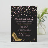 Mode Gold Stiletto Bachelorette Party Kaart (Staand voorkant)